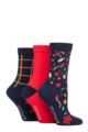 Ladies 3 Pair SOCKSHOP Wildfeet Cotton Novelty Patterned Socks - Autumn Floral