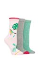 Ladies 3 Pair SOCKSHOP Wild Feet Cotton Novelty Patterned Socks - Tropic Bird