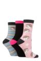 Ladies 3 Pair SOCKSHOP Wild Feet Cotton Novelty Patterned Socks - Hedgehog