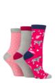 Ladies 3 Pair SOCKSHOP Wildfeet Cotton Novelty Patterned Socks - Zebra
