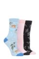 Ladies 3 Pair SOCKSHOP Wildfeet Cotton Novelty Patterned Socks - Monkey