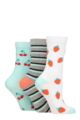 Ladies 3 Pair SOCKSHOP Wildfeet Cotton Novelty Patterned Socks - Strawberries / Cherries