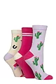 Women's 3 Pair SOCKSHOP Wildfeet Cotton Novelty Patterned Socks - Disco Cowgirl