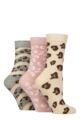 Women's 3 Pair SOCKSHOP Wildfeet Cotton Novelty Patterned Socks - Leopard Prints