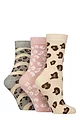 Women's 3 Pair SOCKSHOP Wildfeet Cotton Novelty Patterned Socks - Leopard Prints