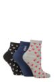 Women's 3 Pair SOCKSHOP Wildfeet Mid Length Cotton Socks - Mini Hearts