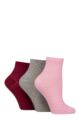 Women's 3 Pair SOCKSHOP Wildfeet Mid Length Cotton Socks - Textured Pattern