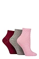 Women's 3 Pair SOCKSHOP Wildfeet Anklet Cotton Socks - Textured Pattern