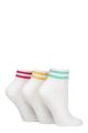 Women's 3 Pair SOCKSHOP Wildfeet Half Cushioned Sports Socks - Stripe White