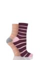 Ladies 2 Pair SOCKSHOP Fashion Collection Quilted Mesh Stripe Socks - Pinks