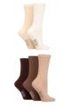 Ladies 5 Pair SOCKSHOP Wildfeet Plain Cotton Crew Socks - Beige