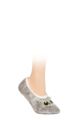 Ladies 1 Pair SOCKSHOP Wildfeet Fleece Lined Fluffy 3D Slippers - Grey Cat