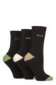 Women's 3 Pair Elle Plain, Striped and Patterned Cotton Socks with Smooth Toes - Forager Contrast