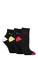 Women's 3 Pair Elle Plain, Striped and Patterned Cotton Anklets with Smooth Toes - Parisian Rose Contrast