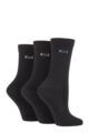 Ladies 3 Pair Elle Plain, Striped and Patterned Cotton Socks with Smooth Toes - Black