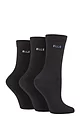 Women's 3 Pair Elle Plain, Striped and Patterned Cotton Socks with Smooth Toes - Black