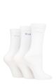 Ladies 3 Pair Elle Plain, Striped and Patterned Cotton Socks with Smooth Toes - White