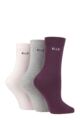 Ladies 3 Pair Elle Plain, Striped and Patterned Cotton Socks with Hand Linked Toes - Shrinking Violet Plain