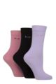 Women's 3 Pair Elle Plain, Striped and Patterned Cotton Socks with Smooth Toes - Soft Pastel Plain