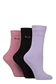 Women's 3 Pair Elle Plain, Striped and Patterned Cotton Socks with Smooth Toes - Soft Pastel Plain