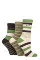 Women's 3 Pair Elle Plain, Striped and Patterned Cotton Socks with Smooth Toes - Striped Forager