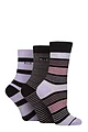 Women's 3 Pair Elle Plain, Striped and Patterned Cotton Socks with Smooth Toes - Soft Pastel Stripe