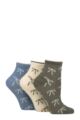 Women's 3 Pair Elle Patterned Bamboo Anklet Socks - Bows