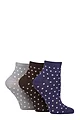 Women's 3 Pair Elle Patterned Bamboo Anklet Socks - Dots
