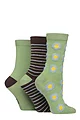 Women's 3 Pair Elle Spotty and Stripe Feather Bamboo Socks - Aster
