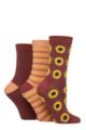 Women's 3 Pair Elle Spotty and Stripe Feather Bamboo Socks - Sunflower