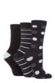 Ladies 3 Pair Elle Spotty and Stripe Feather Bamboo Socks - Grey / Charcoal