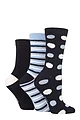 Women's 3 Pair Elle Spotty and Stripe Feather Bamboo Socks - Navy / Blue