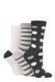 Ladies 3 Pair Elle Spotty and Stripe Feather Bamboo Socks - Pink / Grey