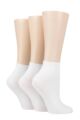 Ladies 3 Pair Elle Ribbed Bamboo Ankle Socks - White