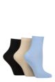 Women's 3 Pair Elle Ribbed Bamboo Ankle Socks - Daisy Dream