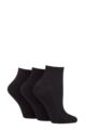 Ladies 3 Pair Elle Ribbed Bamboo Ankle Socks - Black