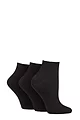 Women's 3 Pair Elle Ribbed Bamboo Ankle Socks - Black