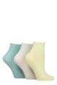 Ladies 3 Pair Elle Ribbed Bamboo Ankle Socks - Keylime Pie