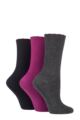 Ladies 3 Pair Elle Ribbed Bamboo Socks with Scallop Top - Blackbird