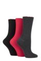 Ladies 3 Pair Elle Ribbed Bamboo Socks with Scallop Top - Winter Berry