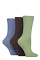 Women's 3 Pair Elle Ribbed Bamboo Socks with Scallop Top - Forager