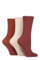 Women's 3 Pair Elle Ribbed Bamboo Socks with Scallop Top - Wild Poppy