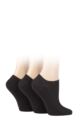 Ladies 3 Pair Elle Bamboo Ribbed No Show Socks - Black