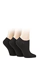 Women's 3 Pair Elle Bamboo Ribbed No Show Socks - Black