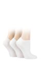 Ladies 3 Pair Elle Bamboo Ribbed No Show Socks - White