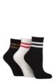 Women's 3 Pair Elle Half Cushion Bamboo Sport Anklet Socks - Leopard Noir Stripe