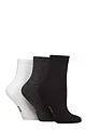 Women's 3 Pair Elle Half Cushion Bamboo Sport Anklet Socks - Black / Grey / White