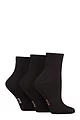 Women's 3 Pair Elle Half Cushion Bamboo Sport Anklet Socks - Plain Black