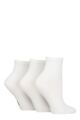 Ladies 3 Pair Elle Half Cushion Bamboo Sport Anklet Socks - Plain White