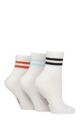 Women's 3 Pair Elle Half Cushion Bamboo Sport Anklet Socks - White Stripe